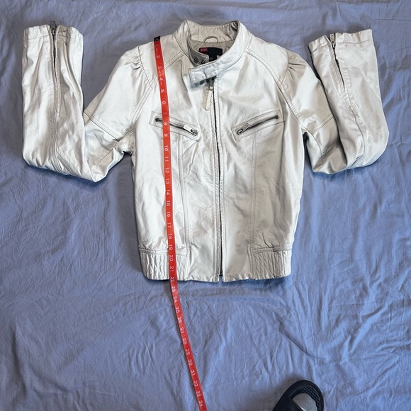 Vintage Diesel White Leather Zip-Up Jacket - Picture 14 of 17